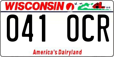 WI license plate 041OCR