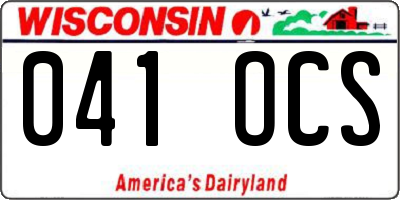 WI license plate 041OCS