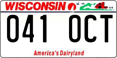 WI license plate 041OCT