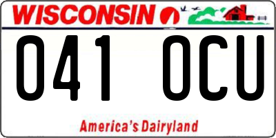WI license plate 041OCU
