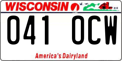 WI license plate 041OCW