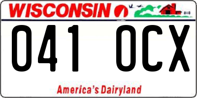 WI license plate 041OCX