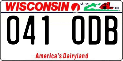 WI license plate 041ODB