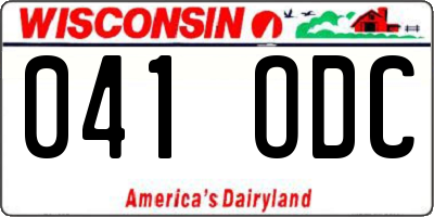 WI license plate 041ODC