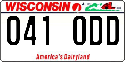 WI license plate 041ODD