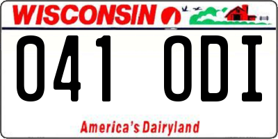WI license plate 041ODI