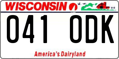 WI license plate 041ODK