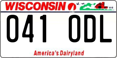WI license plate 041ODL