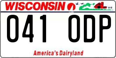 WI license plate 041ODP
