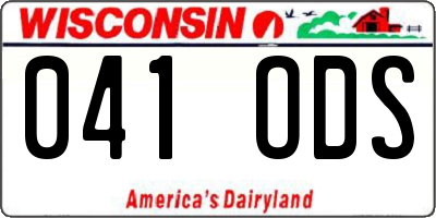 WI license plate 041ODS
