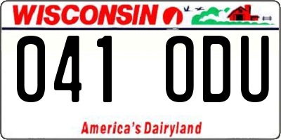WI license plate 041ODU