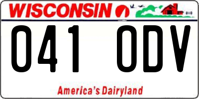 WI license plate 041ODV
