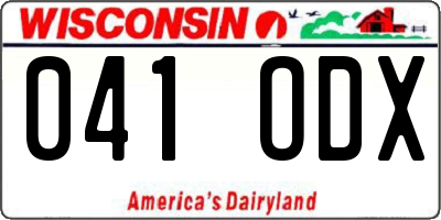 WI license plate 041ODX