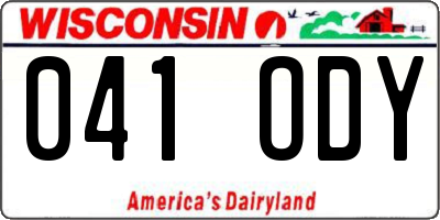 WI license plate 041ODY