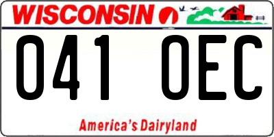 WI license plate 041OEC