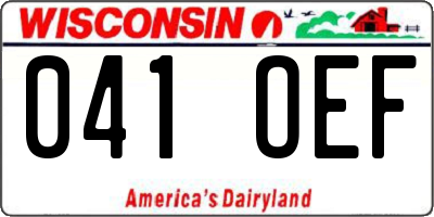 WI license plate 041OEF