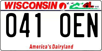 WI license plate 041OEN