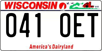 WI license plate 041OET