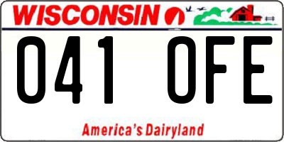 WI license plate 041OFE