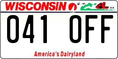 WI license plate 041OFF