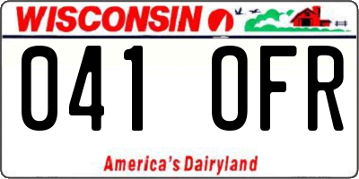 WI license plate 041OFR