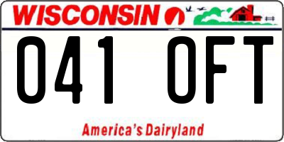 WI license plate 041OFT