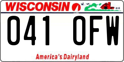 WI license plate 041OFW
