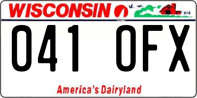 WI license plate 041OFX
