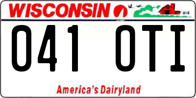 WI license plate 041OTI