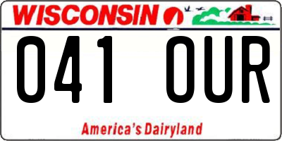 WI license plate 041OUR