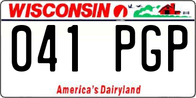 WI license plate 041PGP