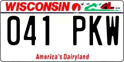 WI license plate 041PKW