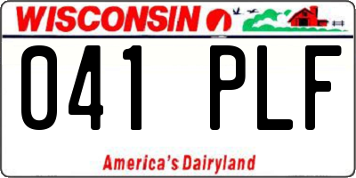 WI license plate 041PLF