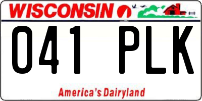 WI license plate 041PLK
