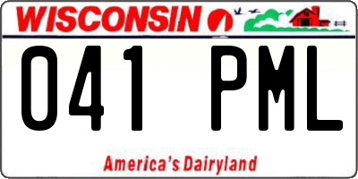 WI license plate 041PML