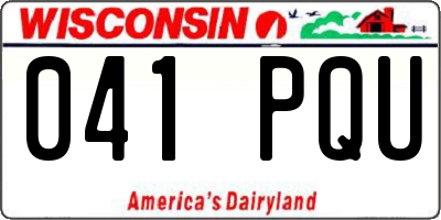 WI license plate 041PQU