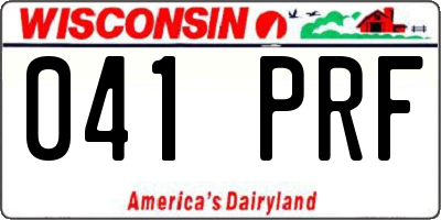 WI license plate 041PRF