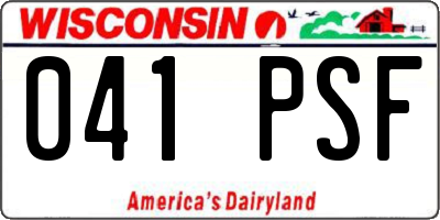 WI license plate 041PSF