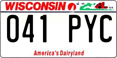 WI license plate 041PYC