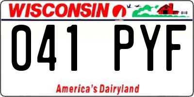 WI license plate 041PYF