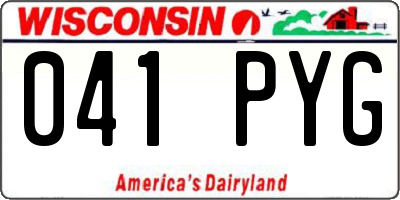 WI license plate 041PYG