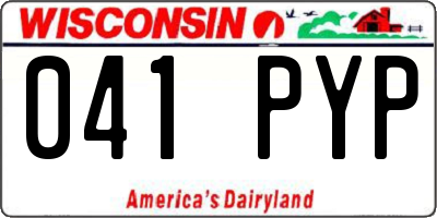 WI license plate 041PYP