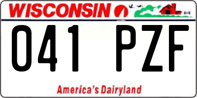 WI license plate 041PZF