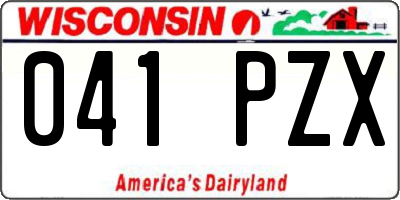 WI license plate 041PZX