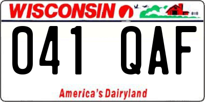 WI license plate 041QAF