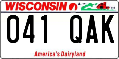 WI license plate 041QAK