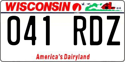 WI license plate 041RDZ