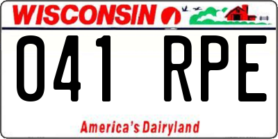 WI license plate 041RPE