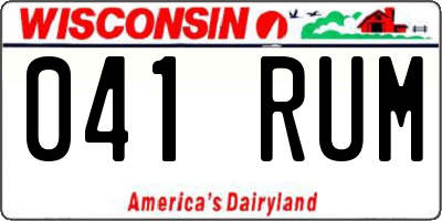 WI license plate 041RUM