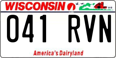WI license plate 041RVN